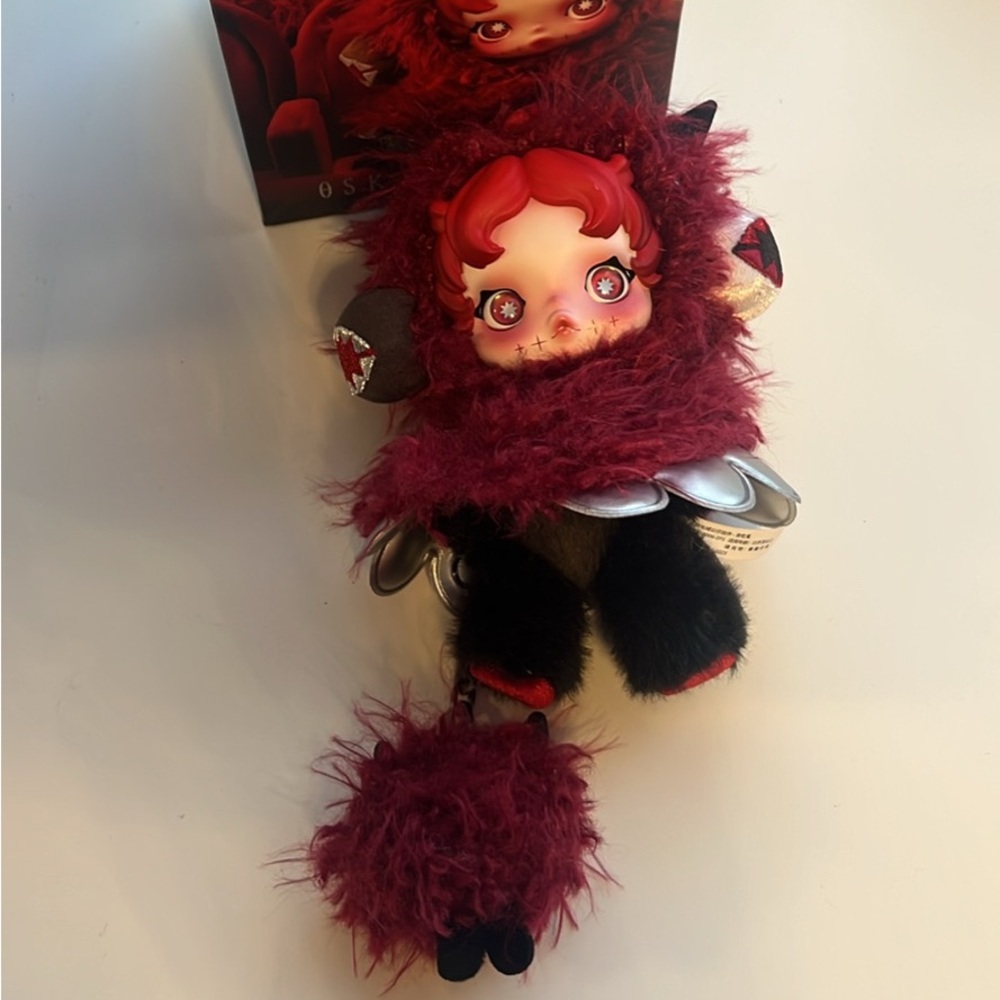 Skull panda pop mart now you see me new doll keychain red mystery box open